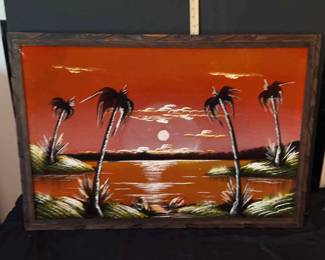 Tropical Wall Hanging Picture Black White 22 Tall Lamp