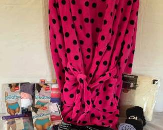 Womens Pink Plush Robe, Briefs, And More