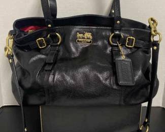 Coach Black Tote with Red Interior