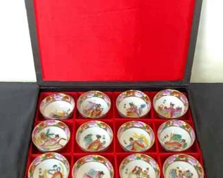 Vintage Porcelain Chinese Zodiac Cups In the Original Box