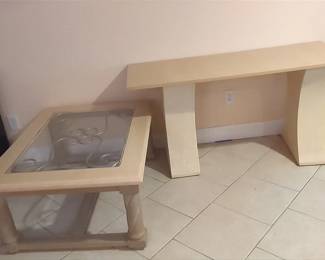 Blonde Wood Coffee Table And Entry Way Table