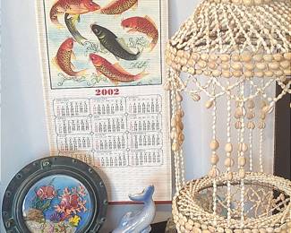 Shell Chandelier And Fish Decor