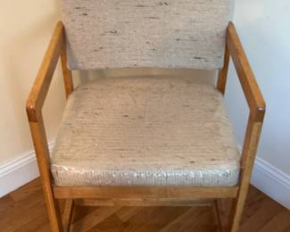 Wooden Chair with Upholstered Seat and Back on Rollers