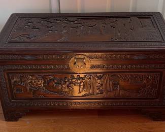 Ornate Carved Asian Trunk