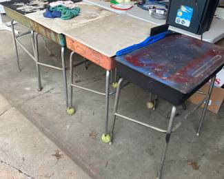 There are 5 of these vintage school desk