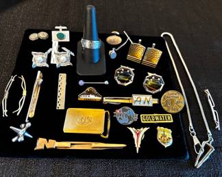 Vintage Cufflinks, Tie Clips, Pins Some Sterling