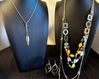 3 Gold Tone Necklaces Earrings Cookie Lee, Express