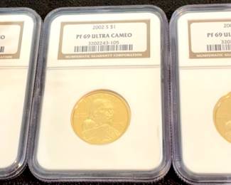 3 Sacagawea Native American Dollar Coins