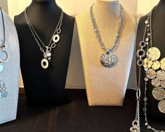 8 Silver Colored Circular Necklaces Lia Sophia, Express, Kenneth Cole