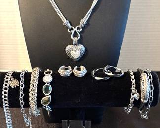 Silver Themed Charm Bracelets Lia Sophia, 1S Heart Necklace, Earrings