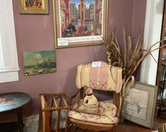 Rush and maple chair