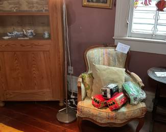 Cupboard, nice upholstered arm chair