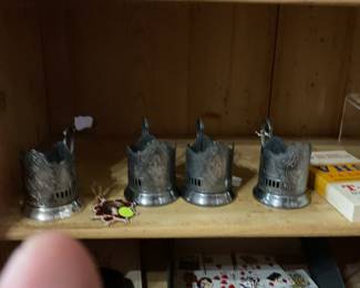 Sputnik iced tea glass holders silver plated