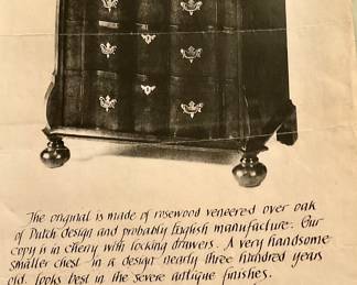 Flyer for reproduction dresser