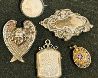 Victorian and art nouveau pendants and brooches