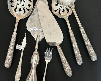 Sterling handled serving utensils