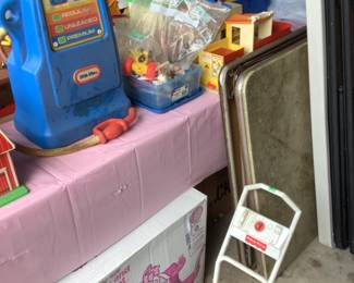 fisher Price lawn mower, gas dispenser, Nursery and buggy set