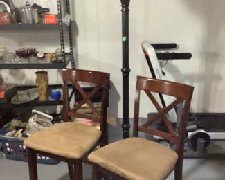 Bar stools and floor lamp.