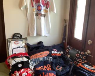 Fun assortment of Chicago Bears and Bulls sports wear.  One child’s set