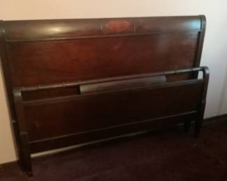 Vintage full bed with headboard and footboard plus frame.  Has a matching dresser, chest of drawers and nightstand. Presale $100.
