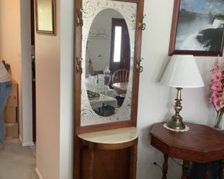 Hall tree measures 24 w x 79 h x 12 d.  Presale $75