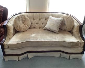 Vintage loveseat and matching sofa.  Loveseat measures 58 l x 36 d x 27 h.