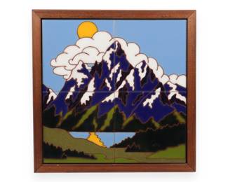 "Mountain Moon Reflection" Hand Painted/Signed Tile Artwork