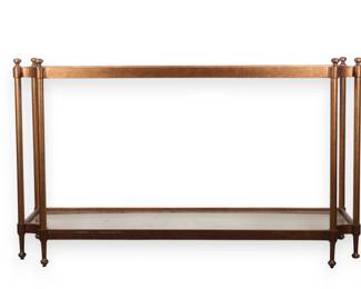 Metal and Glass Console Table with Mirrored Base