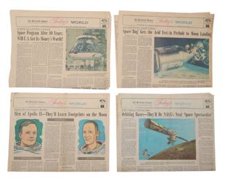 Lot of Four Original Apollo Mission Newspapers from 1968-1969