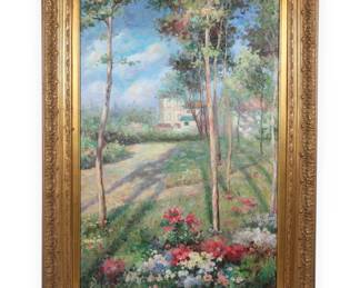 Large Original Oil on Canvas Signed G. Bellatto in Ornate Gold Frame