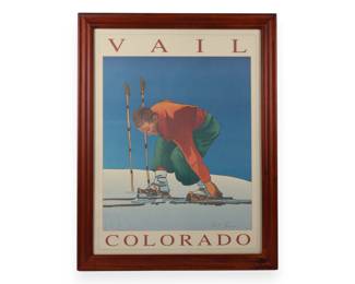 Vintage Inspired Framed Vail Colorado Advertisement Poster