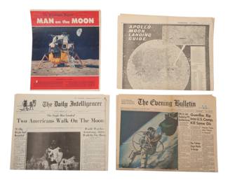 Lot of Four Original Apollo Mission Newspapers from June-July 1969