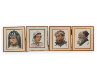 Lot of Four Original Color Sketchings by Hans Kleiss