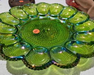 GREEN GLASS EGG TRAY