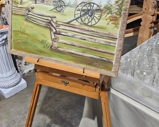 EASEL WITH ART