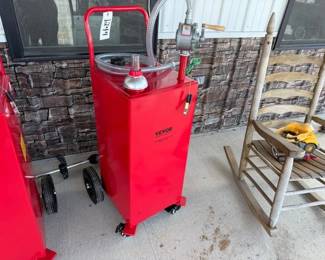 UNUSED 30 GALLON METAL FUEL CADDY WITH PUMP