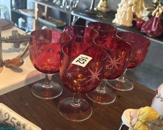 6 RED GLASSES