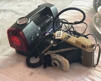 VINTAGE CAMERA AND PORTABLE AIR COMPRESSOR