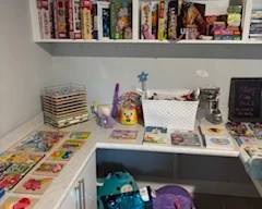 Kids books, games, puzzles many new and unopened