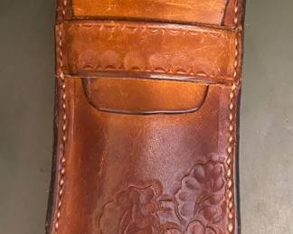 Tooled leather glasses case
