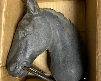 Antique cast iron horse hitching post top