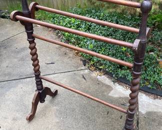 Vintage quilt rack with barley twist legs
