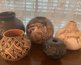 Variety of Native American pottery