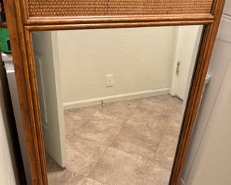 Vintage Drexel Rattan/Oak Mirror