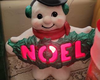 Vintage Light up Ceramic Snowman