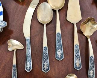 Silver Gilt Enamel Flatware from Siam