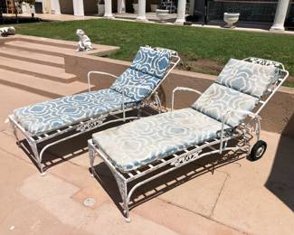 Set 4 Hollywood Regency Cast Iron Chaise Lounges