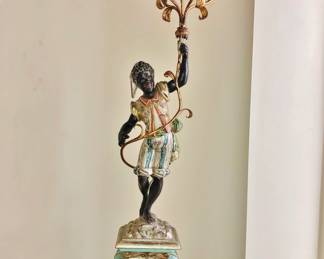 Antique Venetian Polychrome Blackamoor, electrified