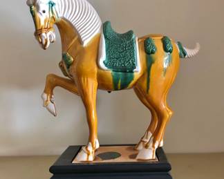 Chinese Sancai War Horse on Stand