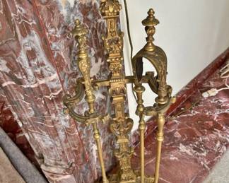 Antique French Gilt Bronze Fire Tools